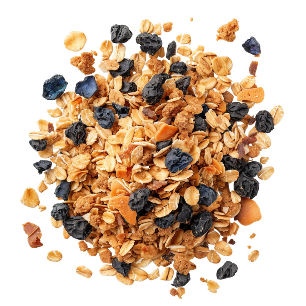 A top view of a granola, isolated on a transparent background png