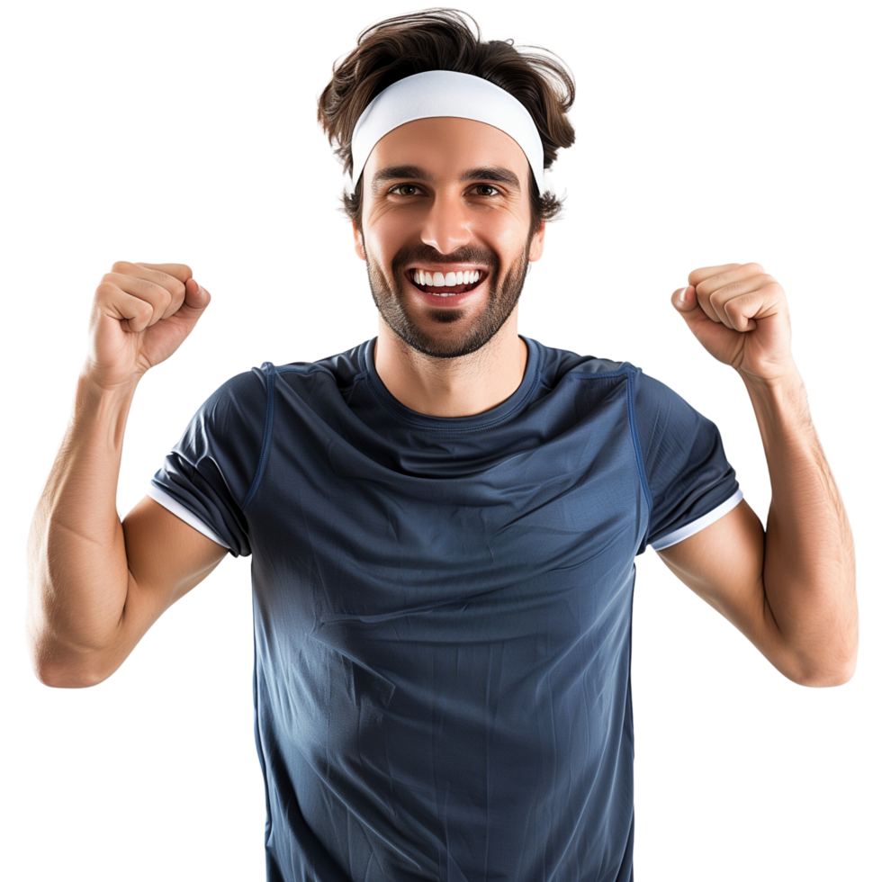 A happy athlete isolated on a transparent background, showing a joyful expression png