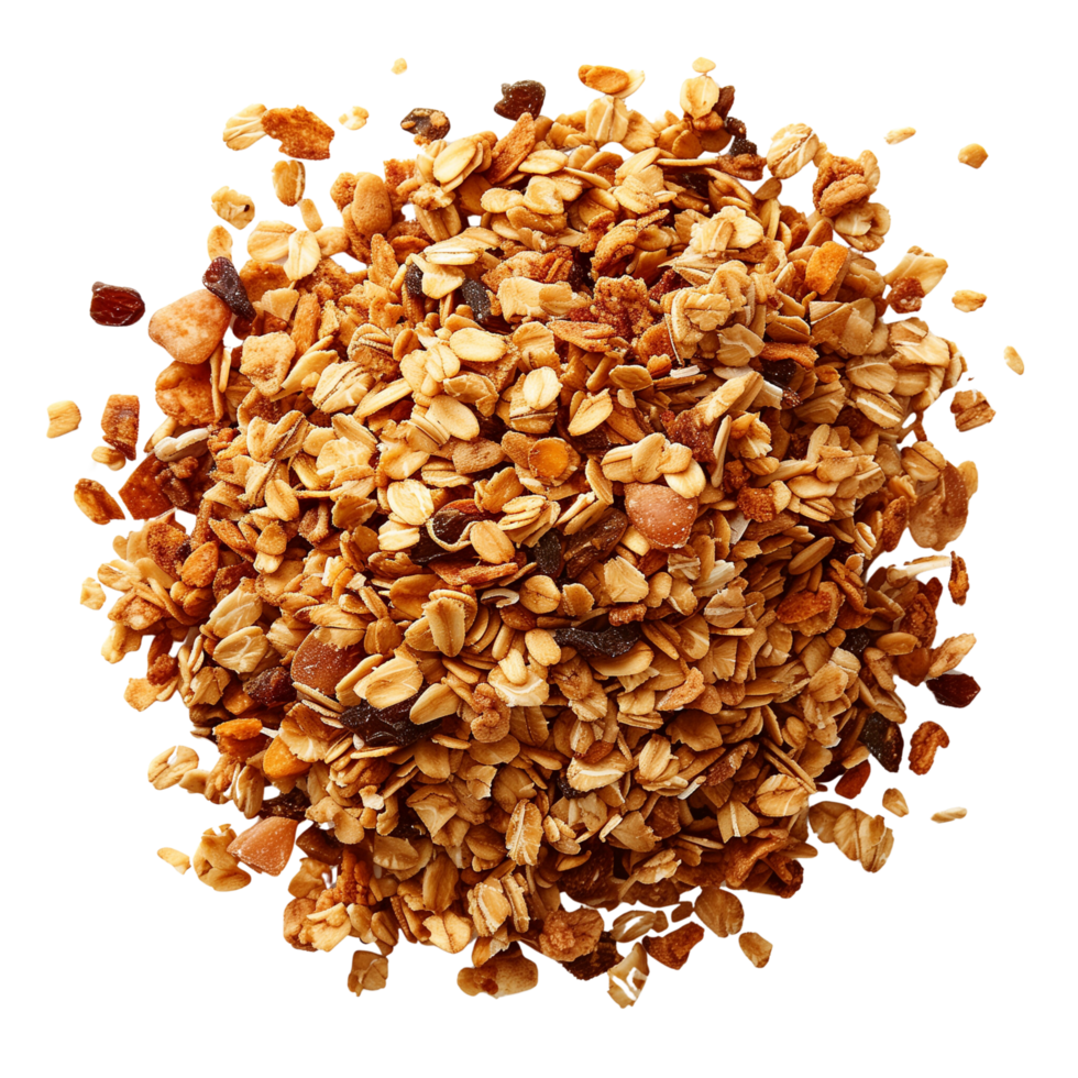 A top view of a granola, isolated on a transparent background png