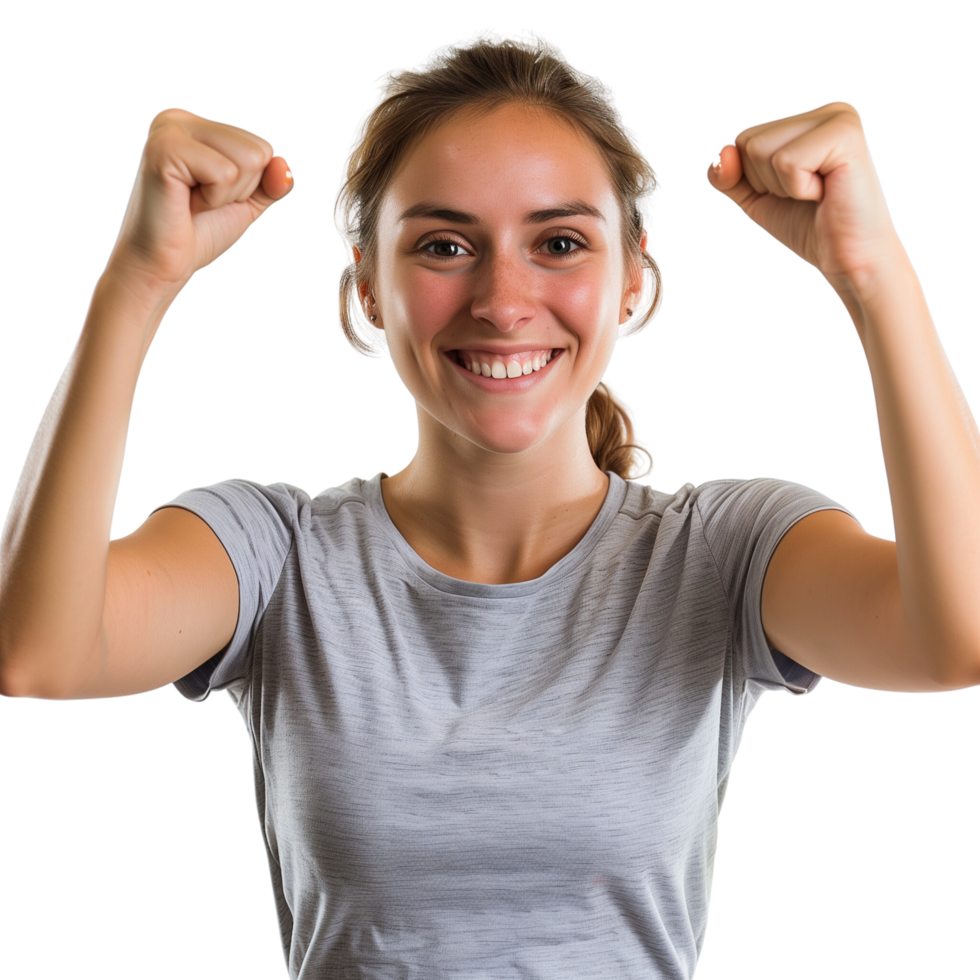 A happy athlete isolated on a transparent background, showing a joyful expression png