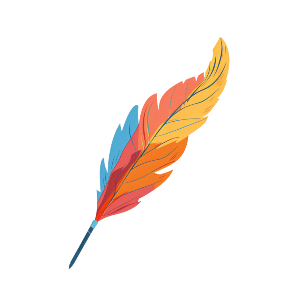 Flat colorful icon drawing of a quill pen isolated on a transparent background png