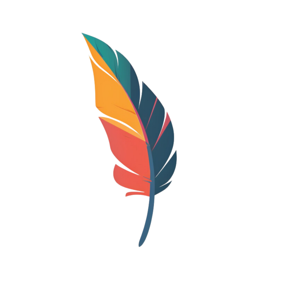Flat colorful icon drawing of a quill pen isolated on a transparent background png