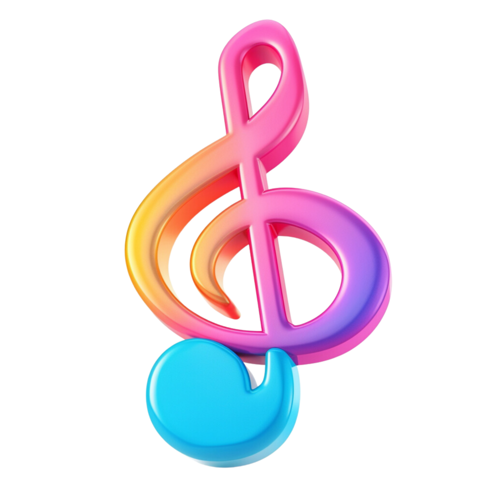 Colorful icon representing 'learn music' in 3d format isolated on a transparent background png