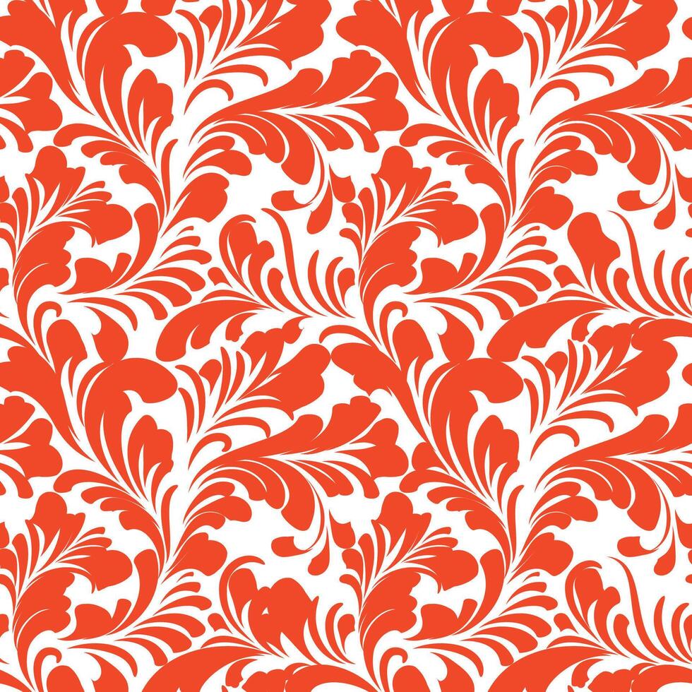 Floral seamless pattern with leaves. Abstract swirl line leaf ornamental flourish texture vector