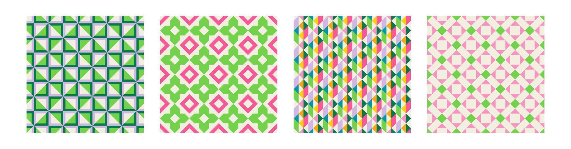 Set of Essential geometric printable seamless pattern with abstract Minimal elegant line form stroke shapes in vibrant colors. Modern simple background in minimalist mid century style wall art vector
