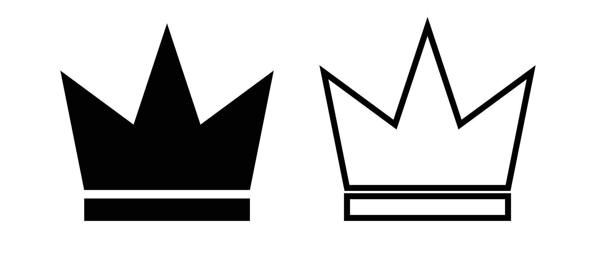 Monochrome crown silhouette icon set. King and ranking. vector