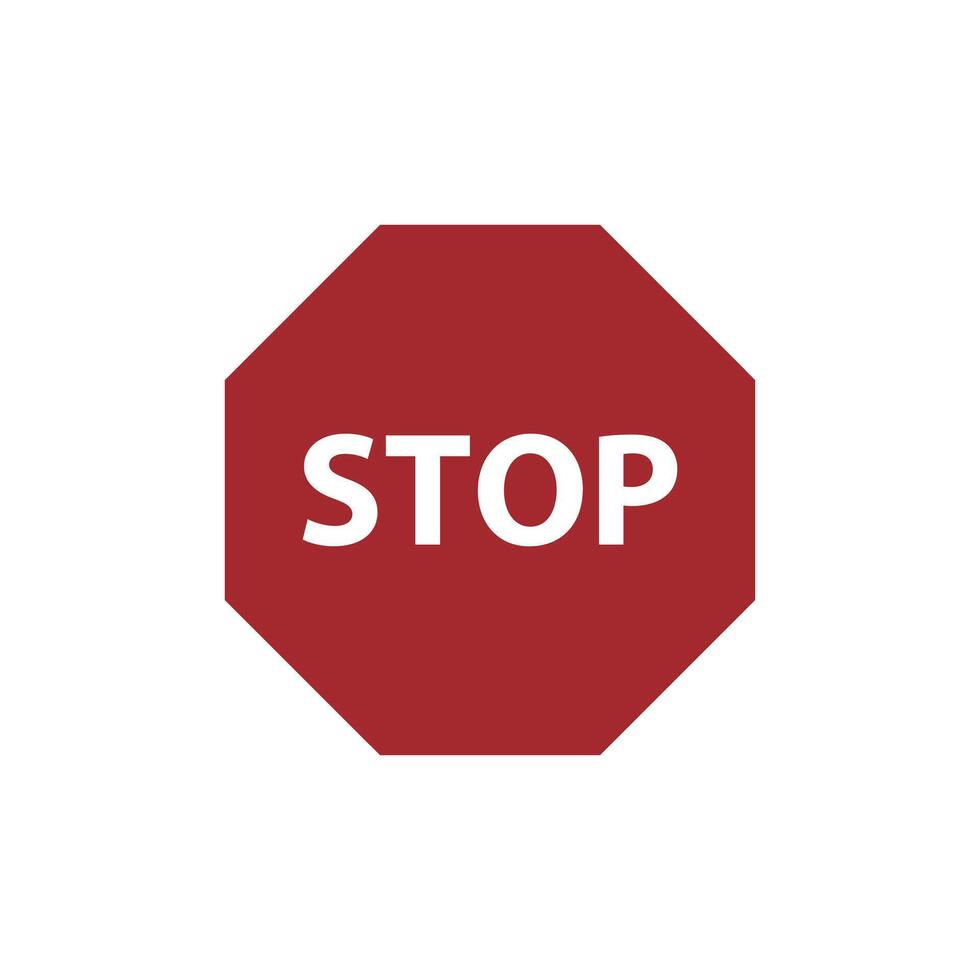 Octagonal red stop mark sign. vector