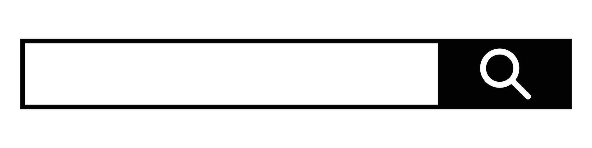 Search bar icon. A search box with an input field and a magnifying glass search button. vector