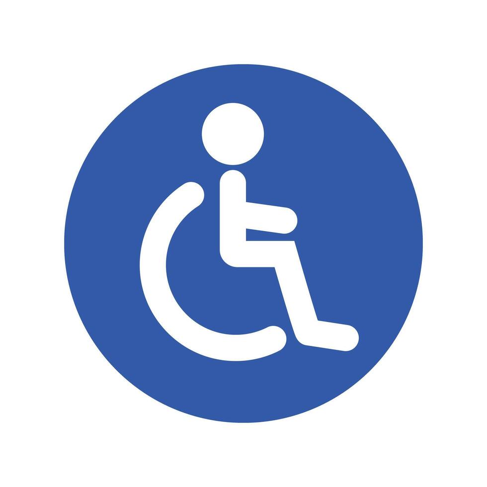 Round wheelchair sign. Wheelchair parking and restrooms. vector