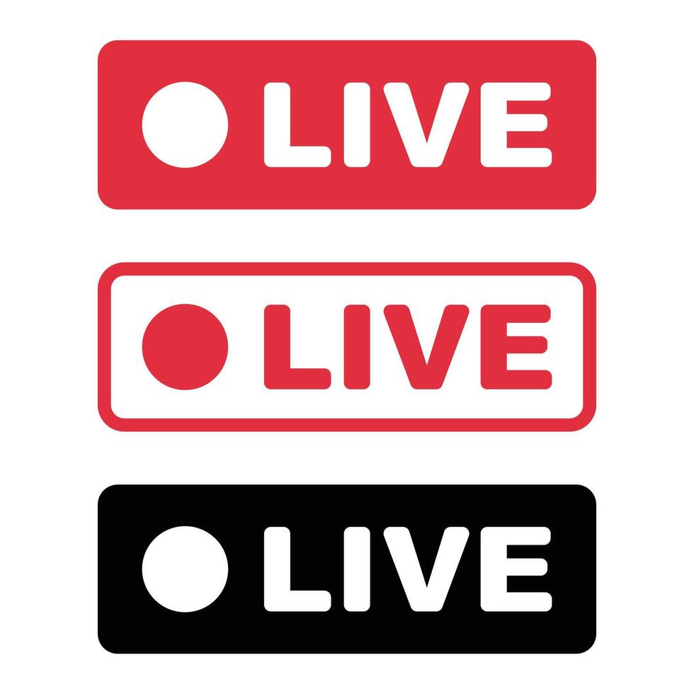 A set of logo icons for live streaming. Live TV and social media broadcasting. vector
