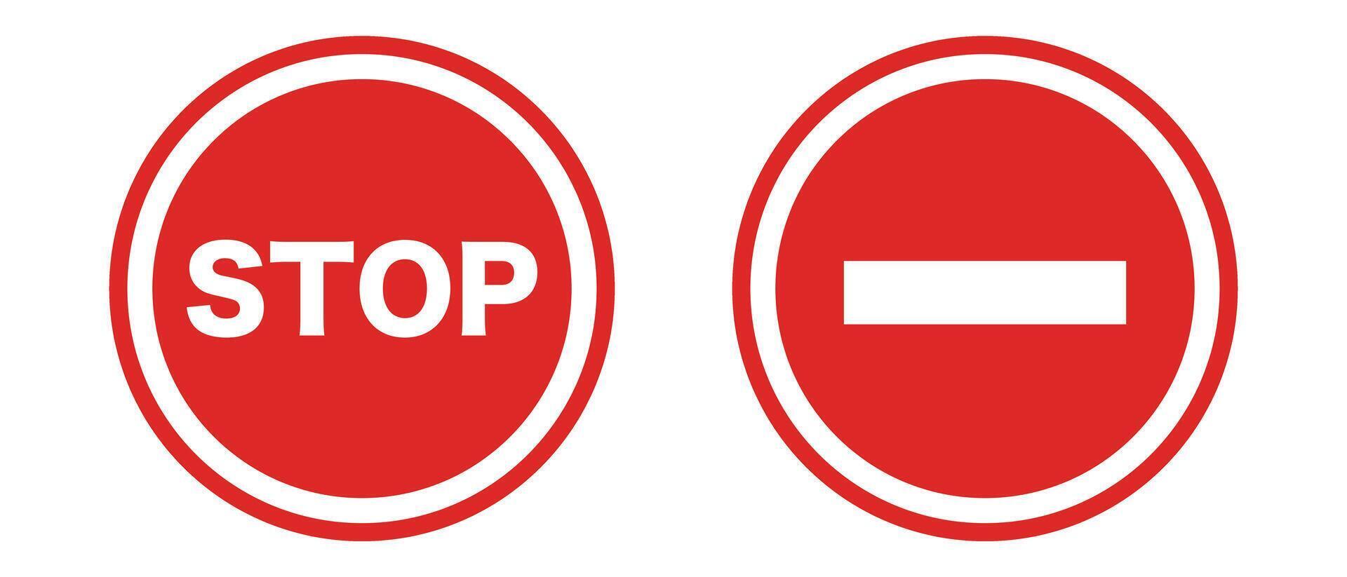 Red stop-mark icon set. vector