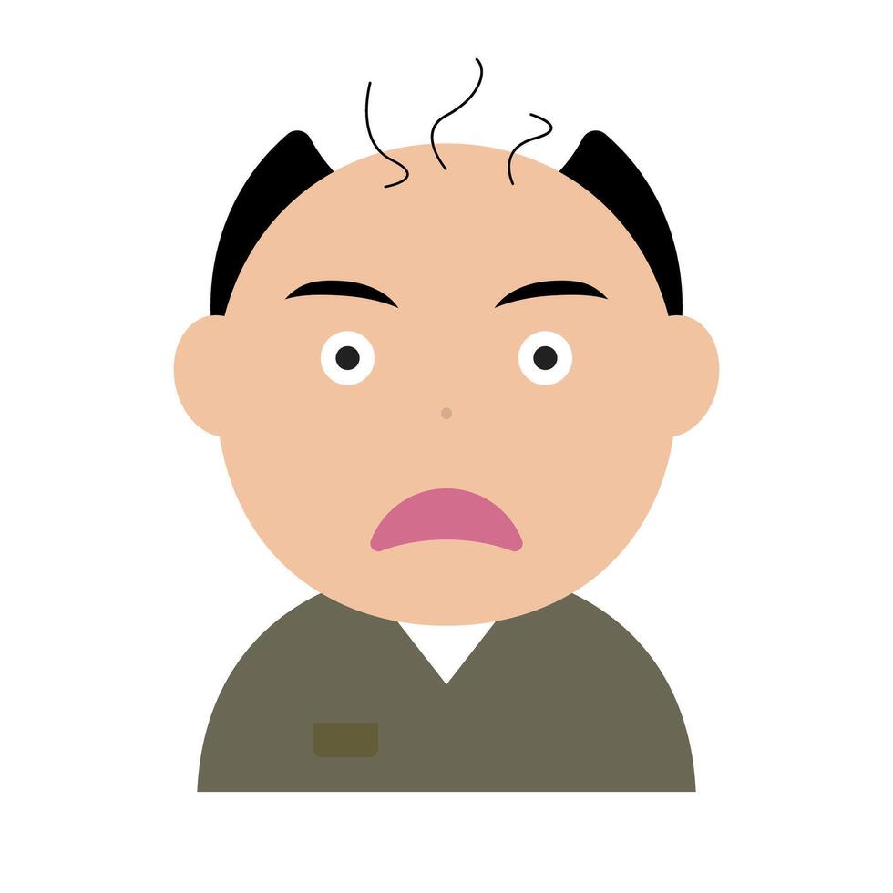 Middle-aged man surprised that he is bald. . vector
