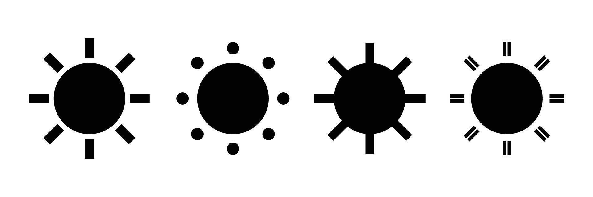 Set of sun silhouette icons. vector