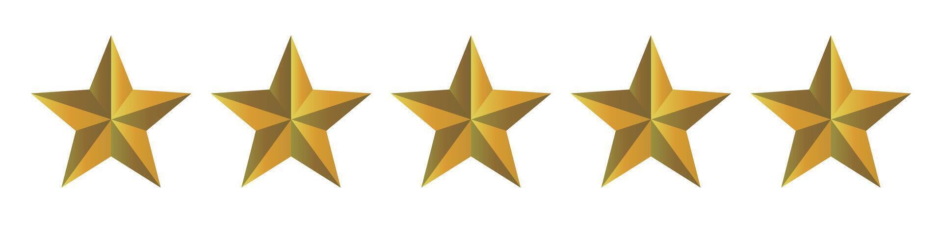 5 star icon. Golden stars. Review and rating. vector