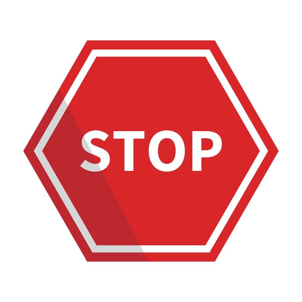 Hexagonal stop sign. Traffic sign. vector