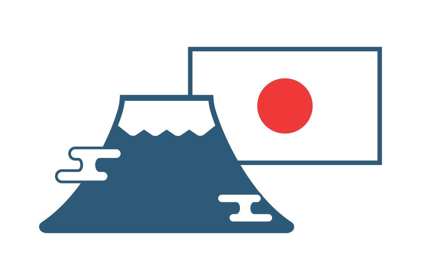 Mount Fuji and the Japanese flag. . vector