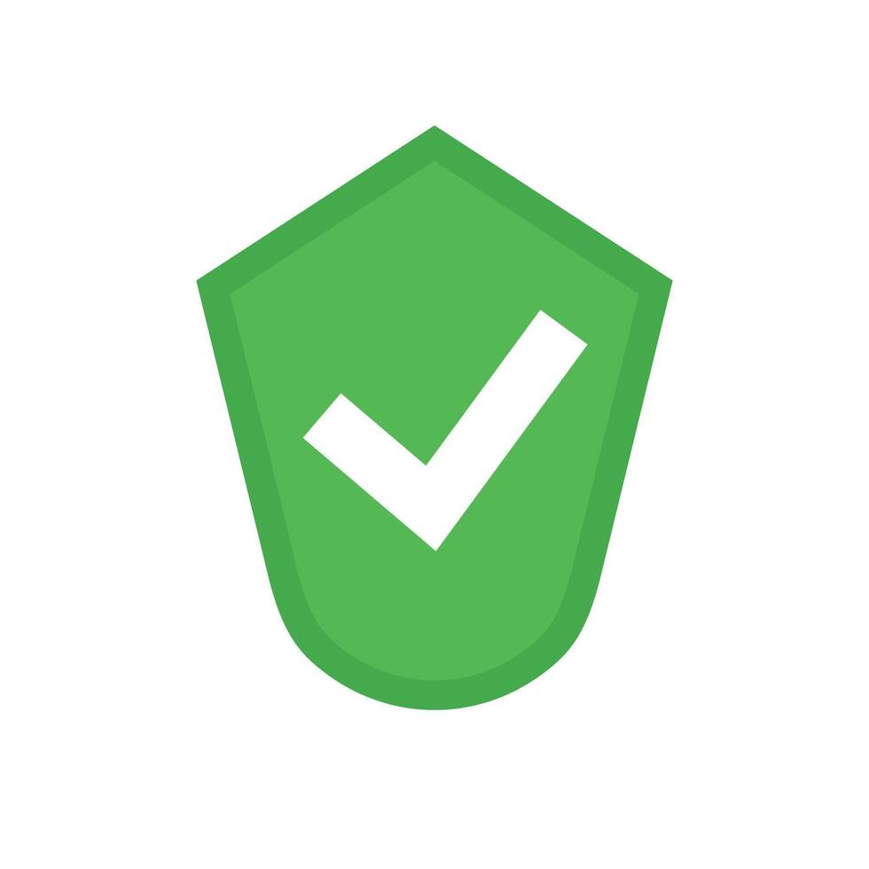 Authentication badge. Check mark and shield. Security. vector