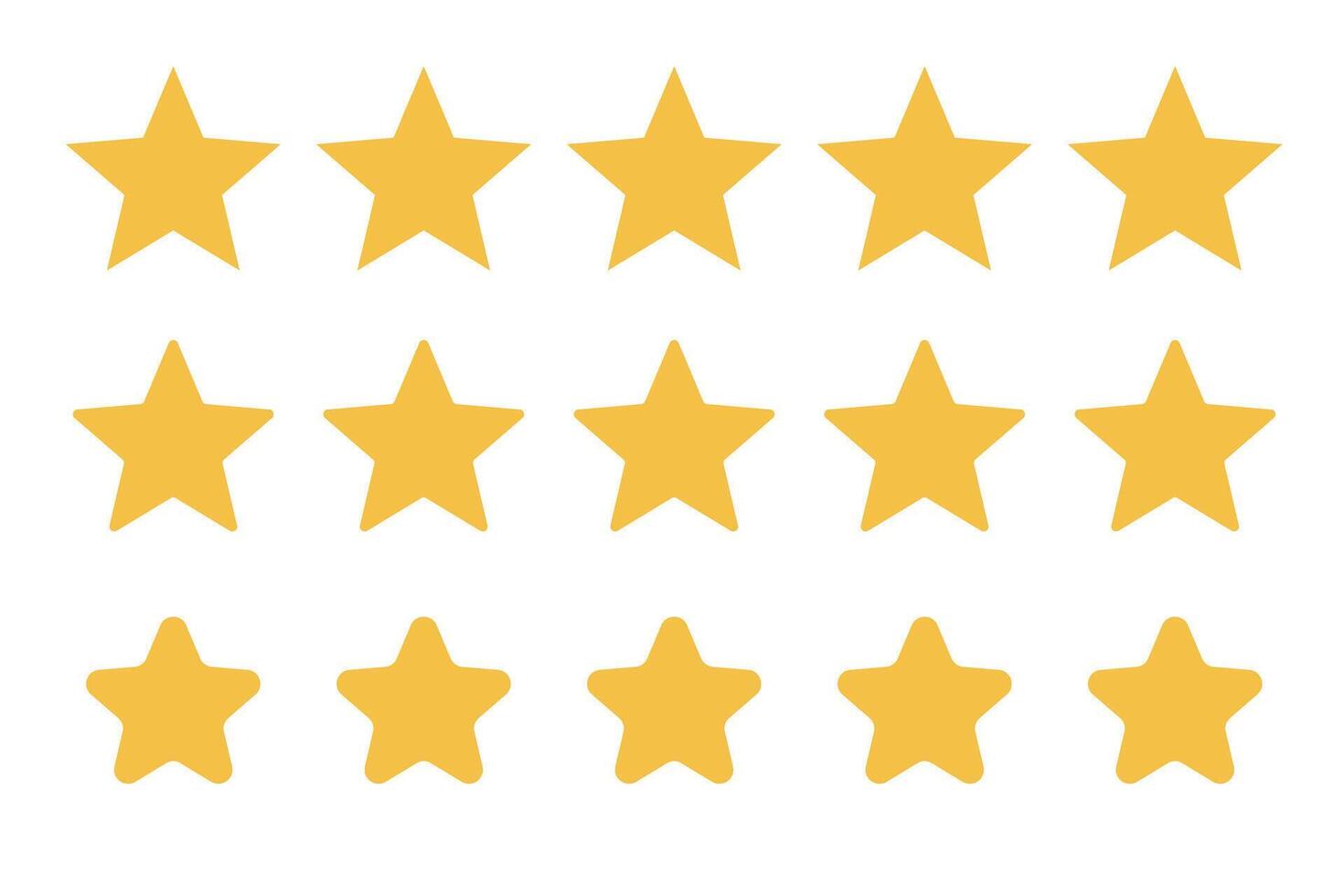 A set of five star icons in different shapes. Rating. vector