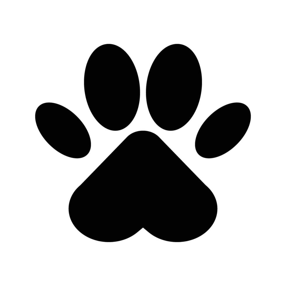 Paw print silhouette icon. Animal footprints. vector
