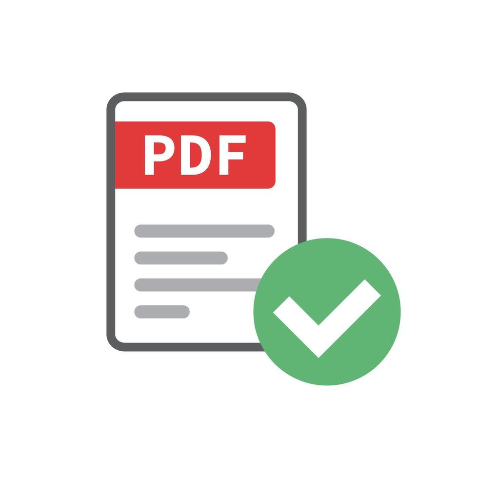 PDF files and check mark icons. Checking electronic documents. vector