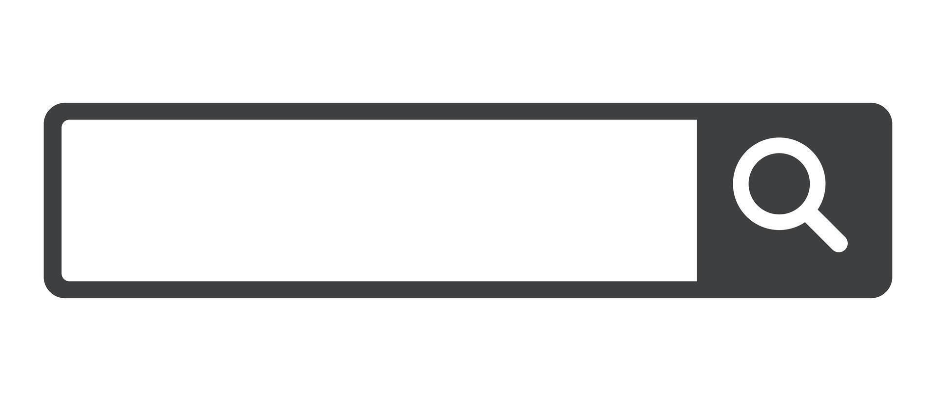A search box with a black magnifying glass. vector