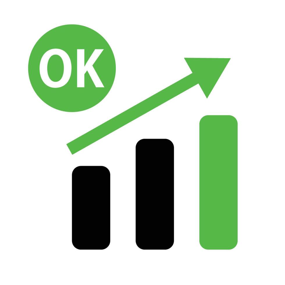 OK sign and rising bar graph. vector