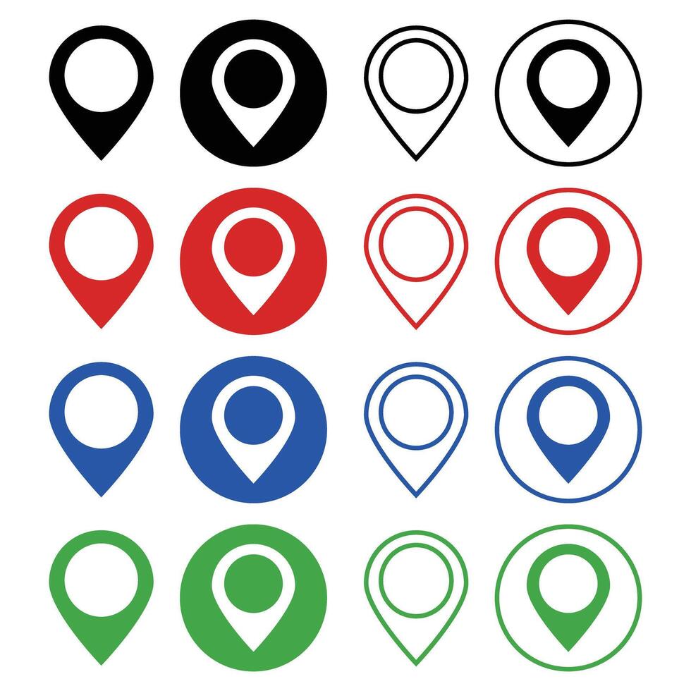 Map pin icon set. vector