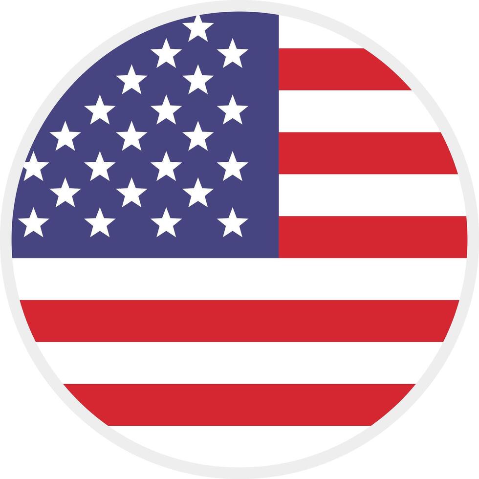 Round American Flag Icon. vector