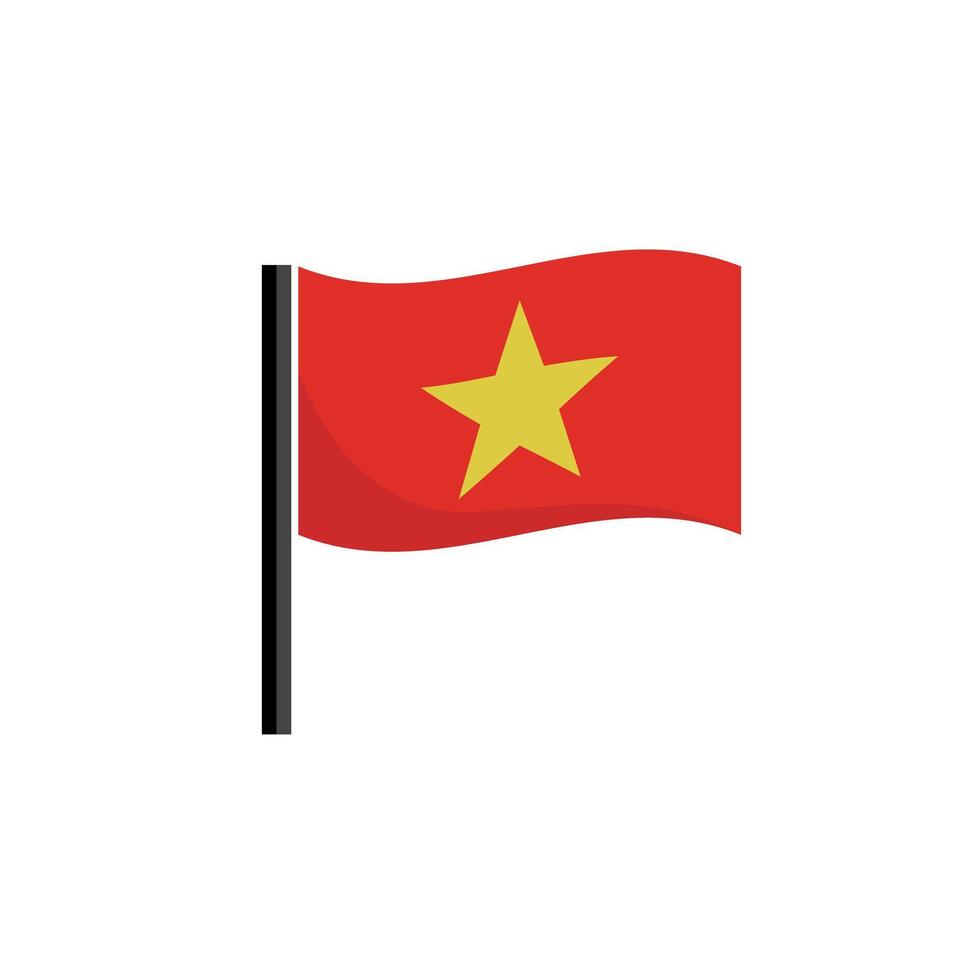 Fluttering Vietnamese flag. vector
