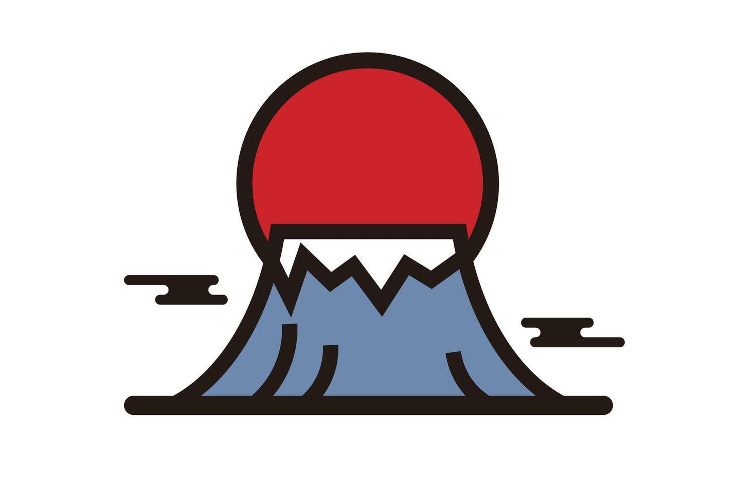 Japanese-style Mount Fuji and the sun. . vector