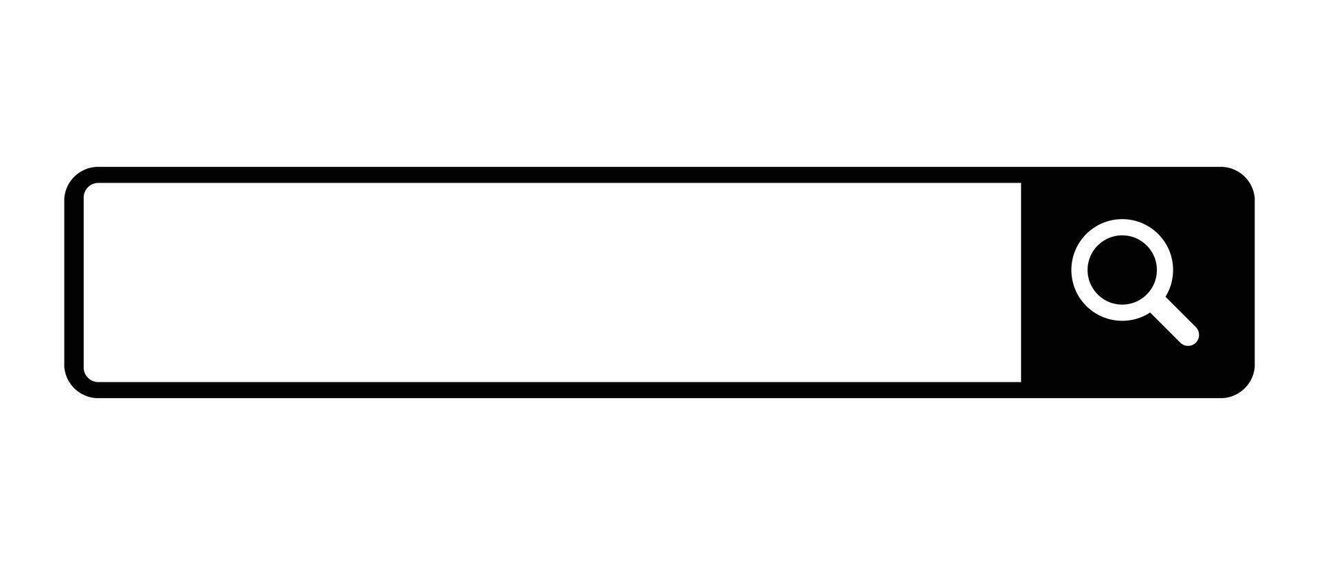 A search box with a black magnifying glass. vector