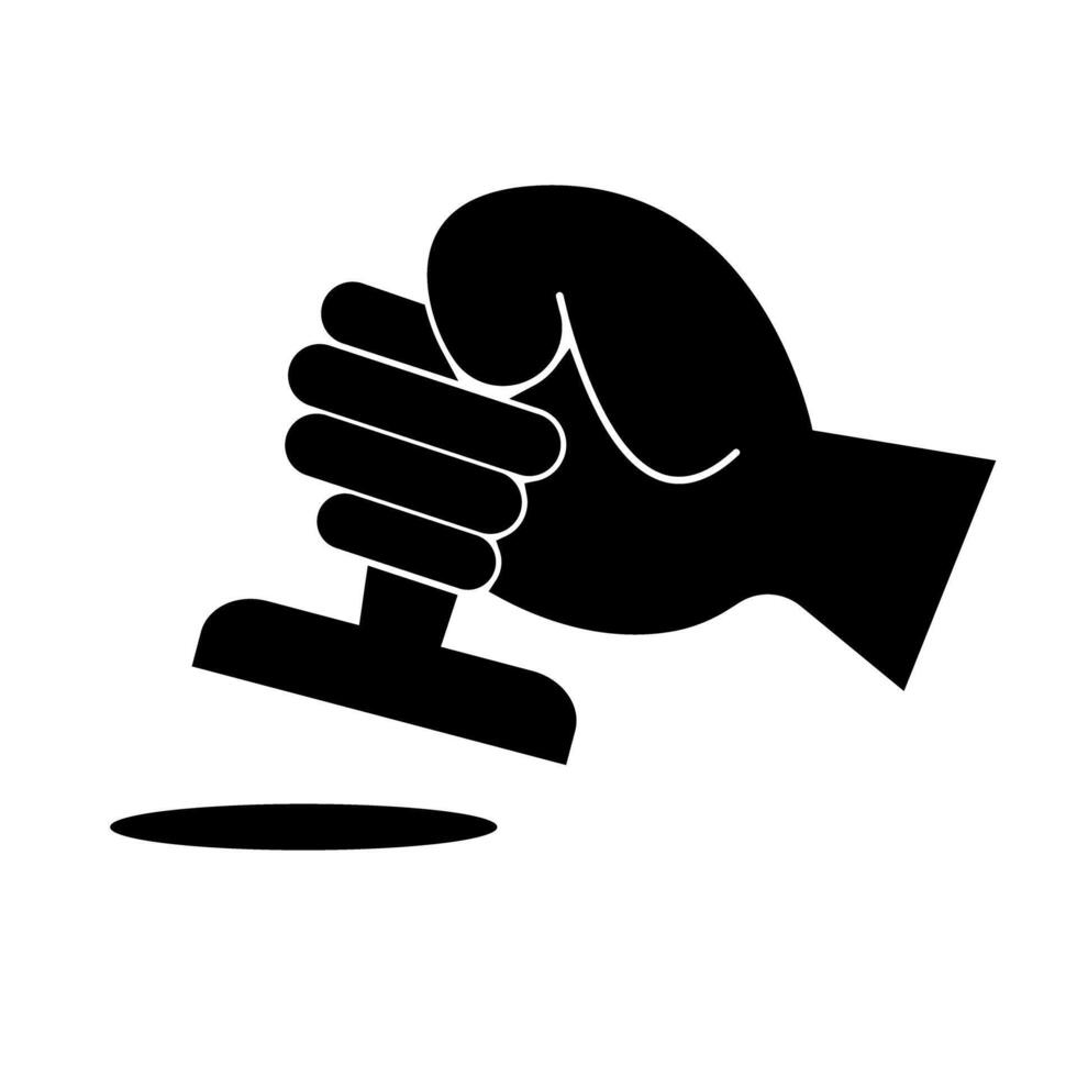 Stamping hand silhouette icon. . vector