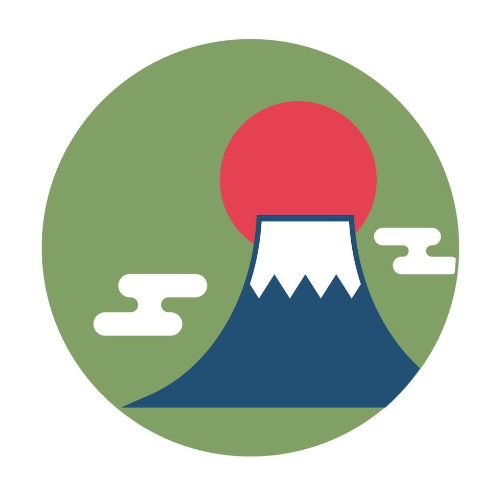 Japanese-style Mount Fuji and sunrise. . vector