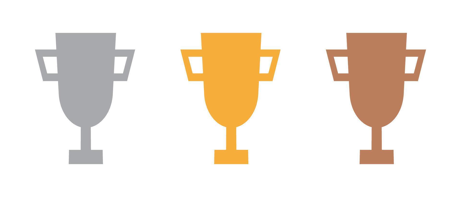 Trophy icon set. Gold, Silver, Silver. vector