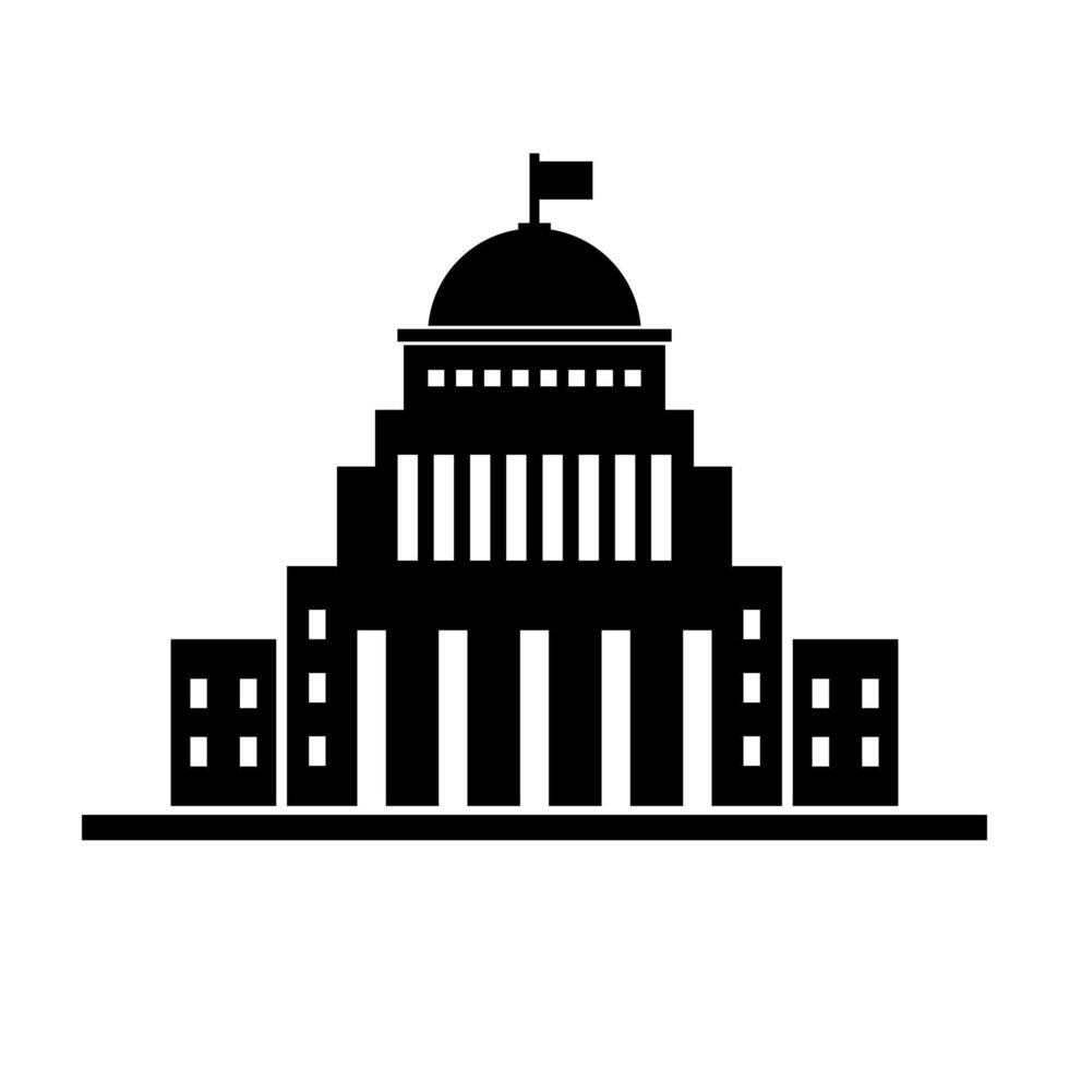 Government building silhouette icon. . vector