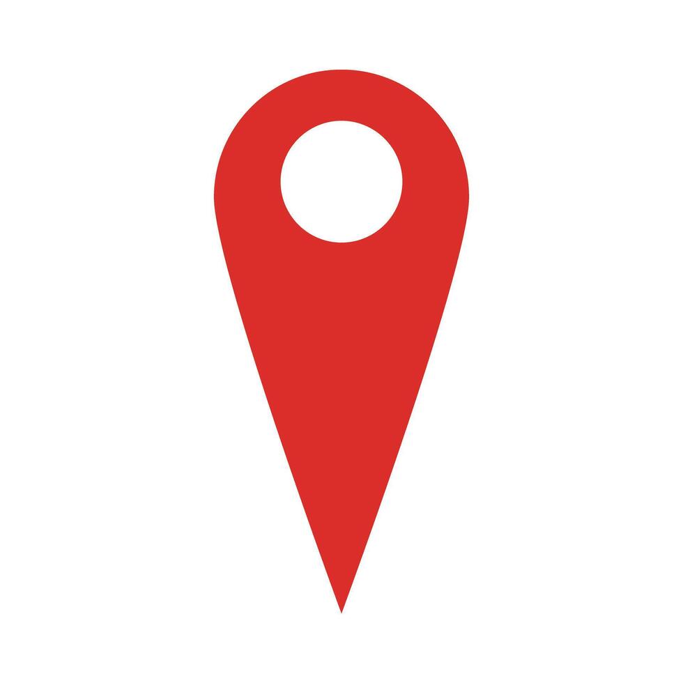 Pin icon on red map. vector
