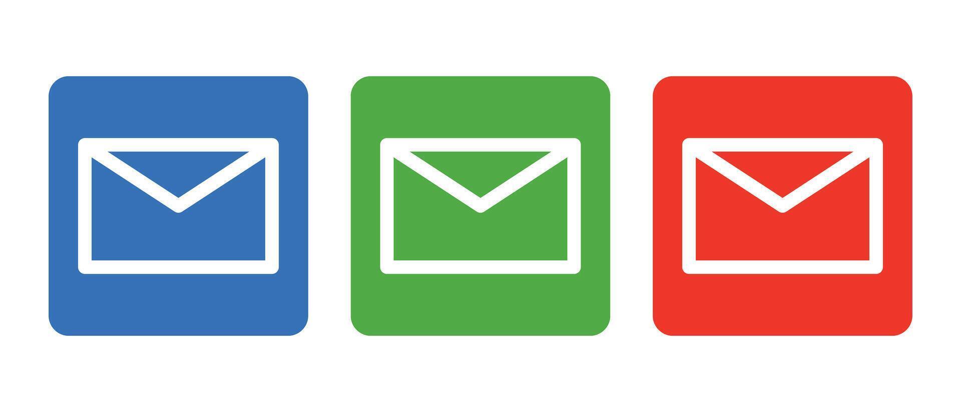 Colorful email icon set. vector