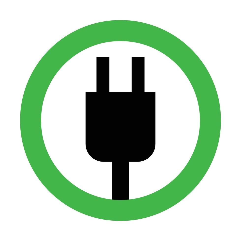 Permission to use electrical outlet. Charging allowed. Silhouette of an electrical outlet in a circle. vector
