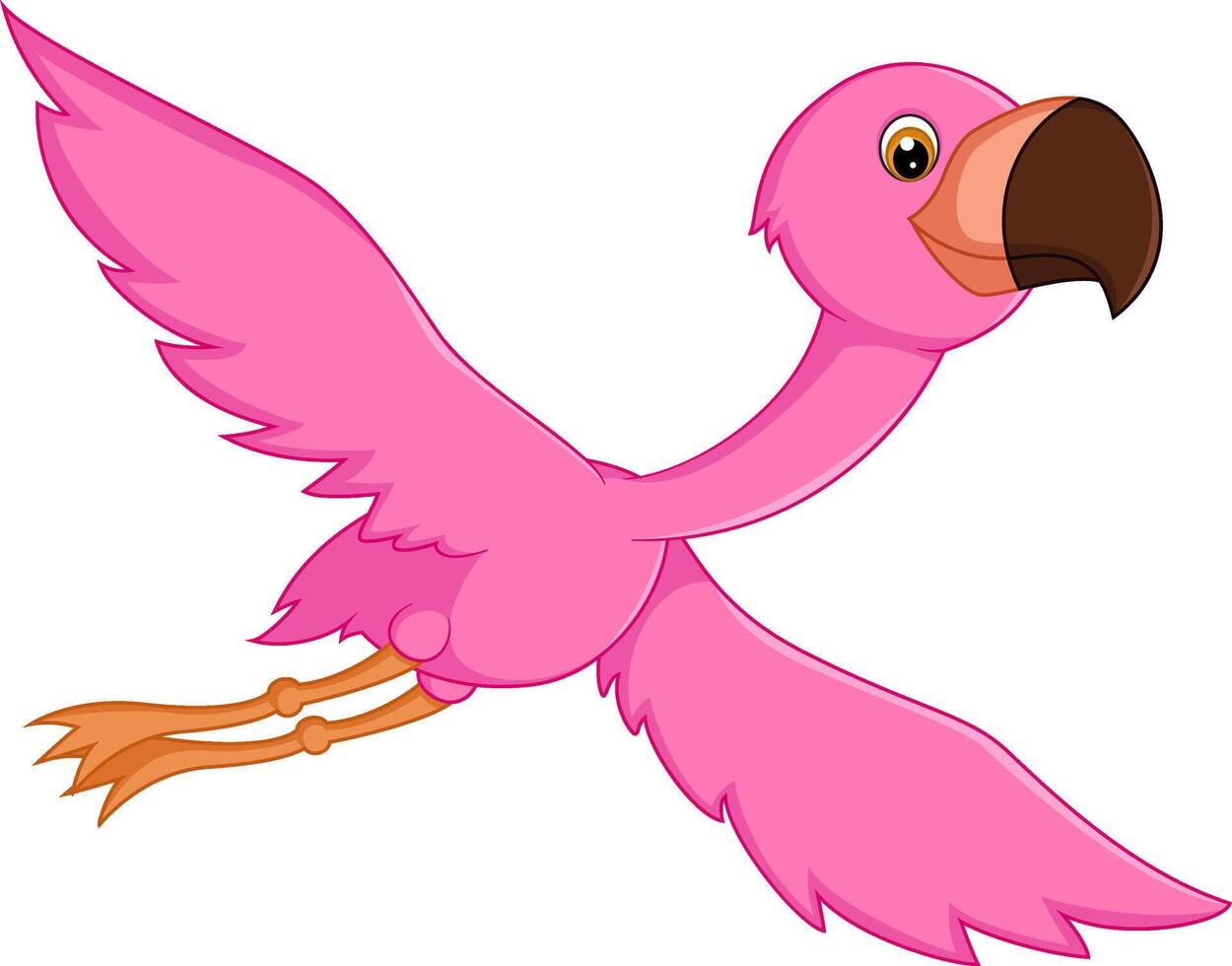 Happy flying flamingo glides gracefully vector