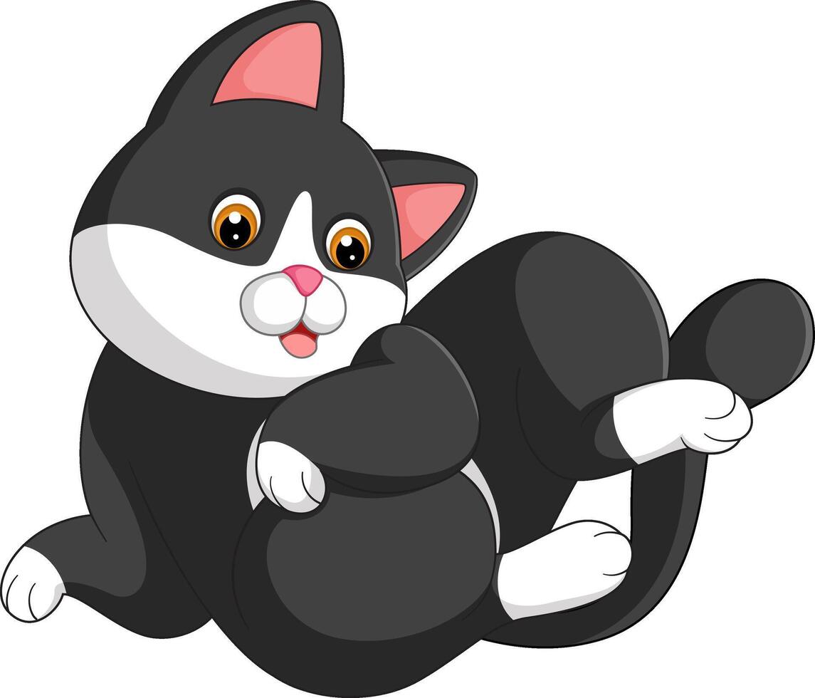 Cute fat cat plays joyfully vector