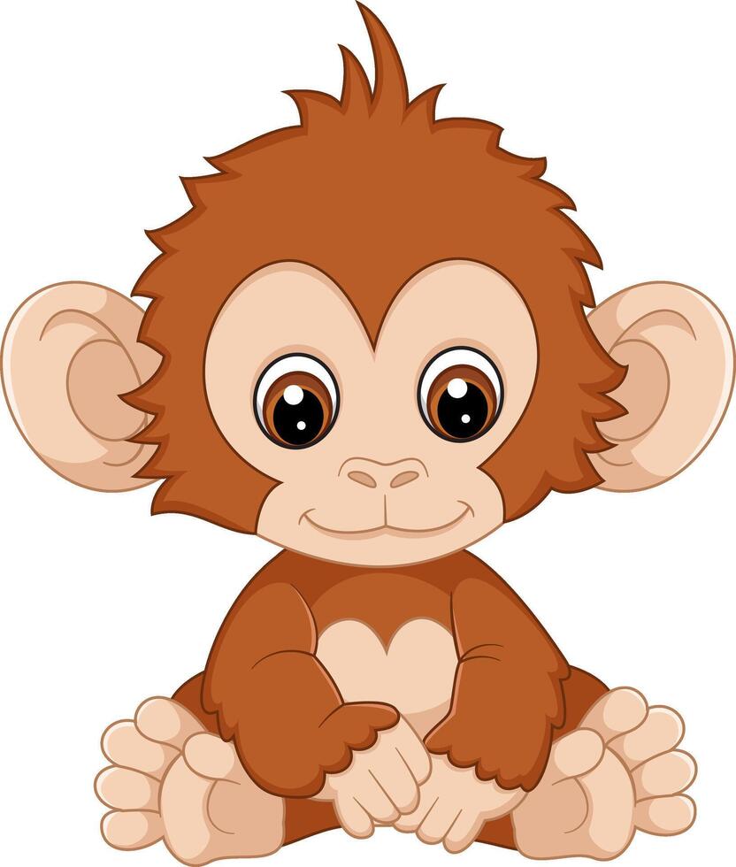 The cute baby monkey sits quietly, observing its surroundings with curiosity vector