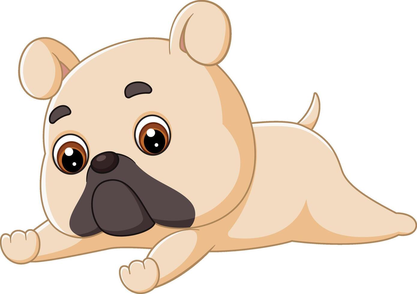 The cute baby dog rolls over playfully, tail wagging vector