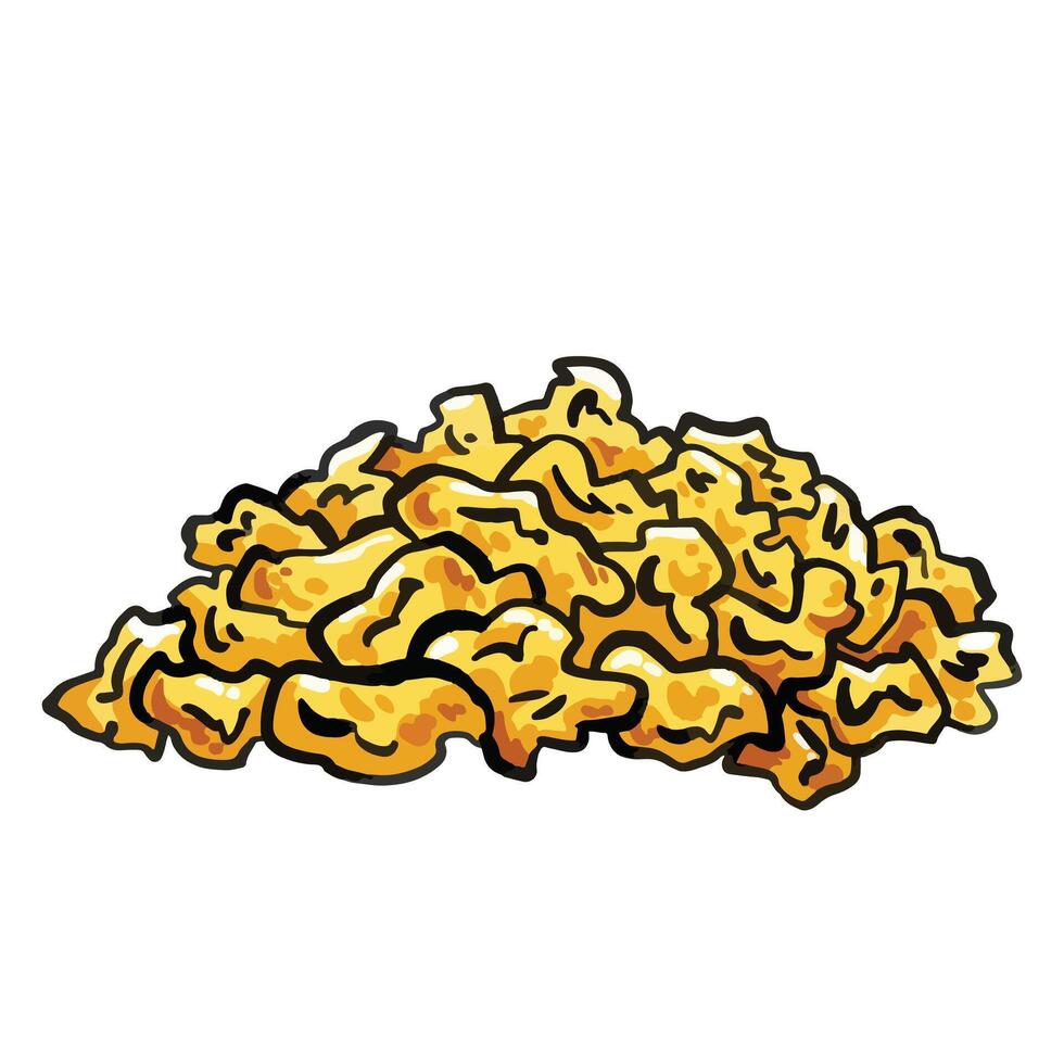 Scrambled yellow cooked egg food illustration isolated on square white background. Flat cartoon art styled drawing. vector