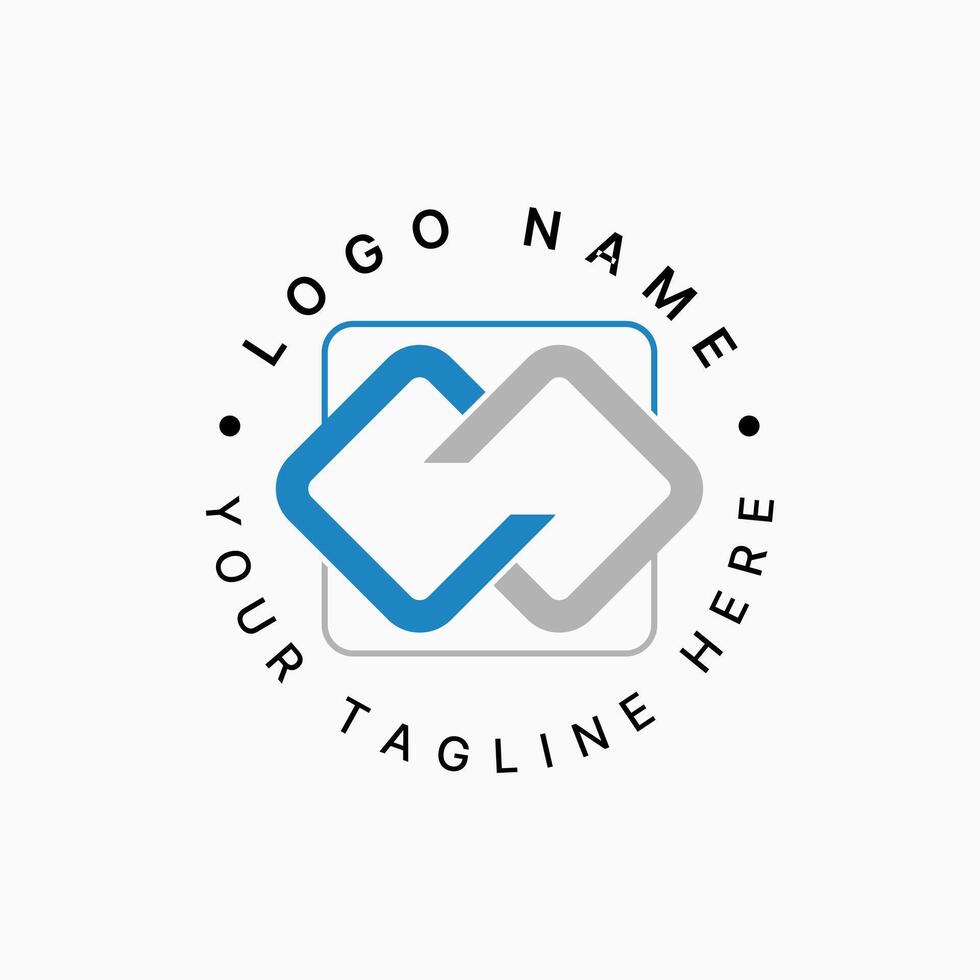 Logo design graphic concept creative premium stock initial W or CC font line square connect cutting off Related to monogram typography branding vector