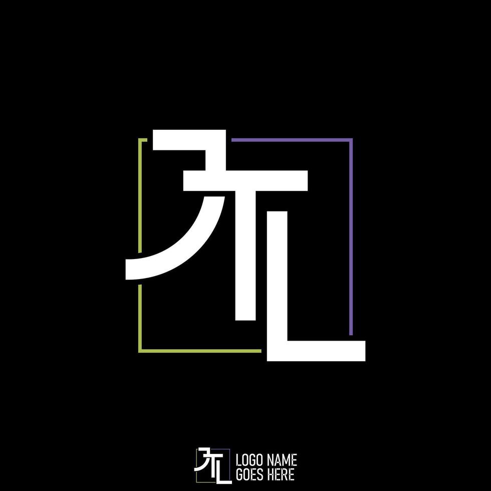 Logo design graphic concept creative premium stock letter initial JTL japan font cut connect square line. Related monogram typography branding vector