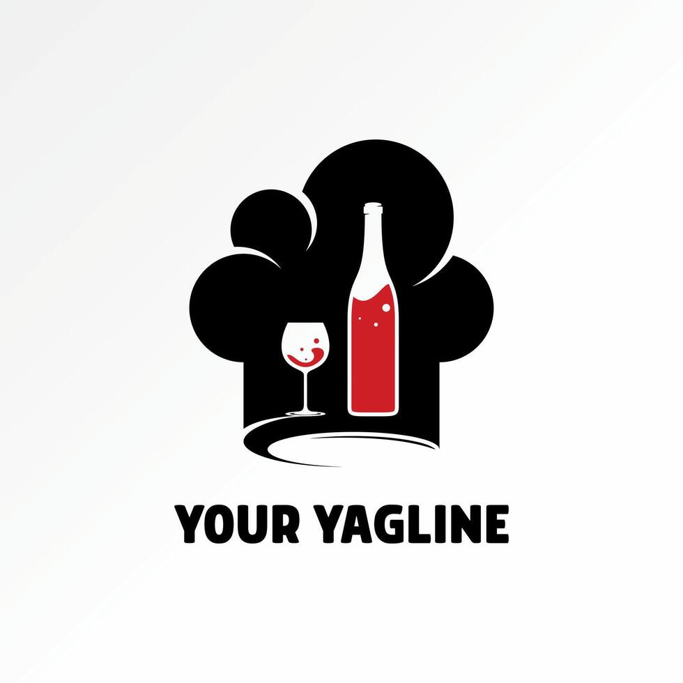 Logo design graphic concept creative abstract premium stock cooking chef hat bottle and bar wine glass restaurant Related to food drink kitchen vector