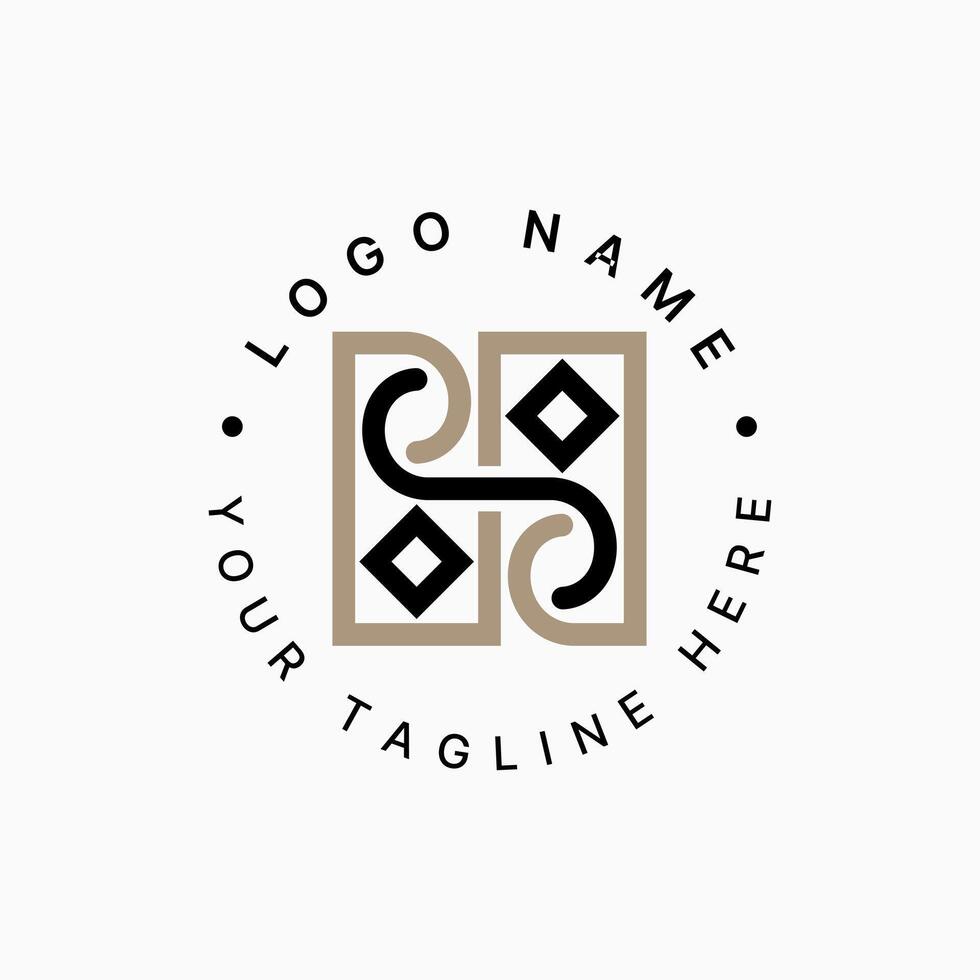 Logo design graphic concept creative abstract premium stock square line art tile motif pattern luxury elegant. Related to textile vintage fancy vector