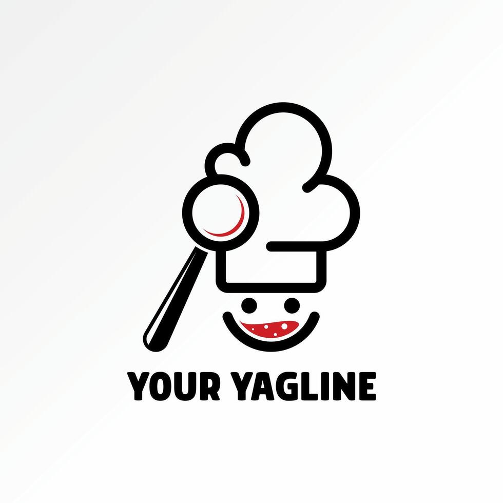 Logo design graphic concept creative abstract premium stock cooking chef hat explore magnifying smile wine glass. Related to food drink kitchen vector