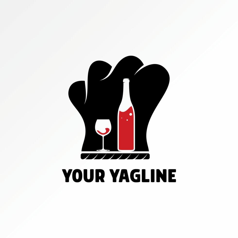 Logo design graphic concept creative abstract premium stock cooking chef hat bottle and bar restaurant wine glass Related to food drink kitchen vector