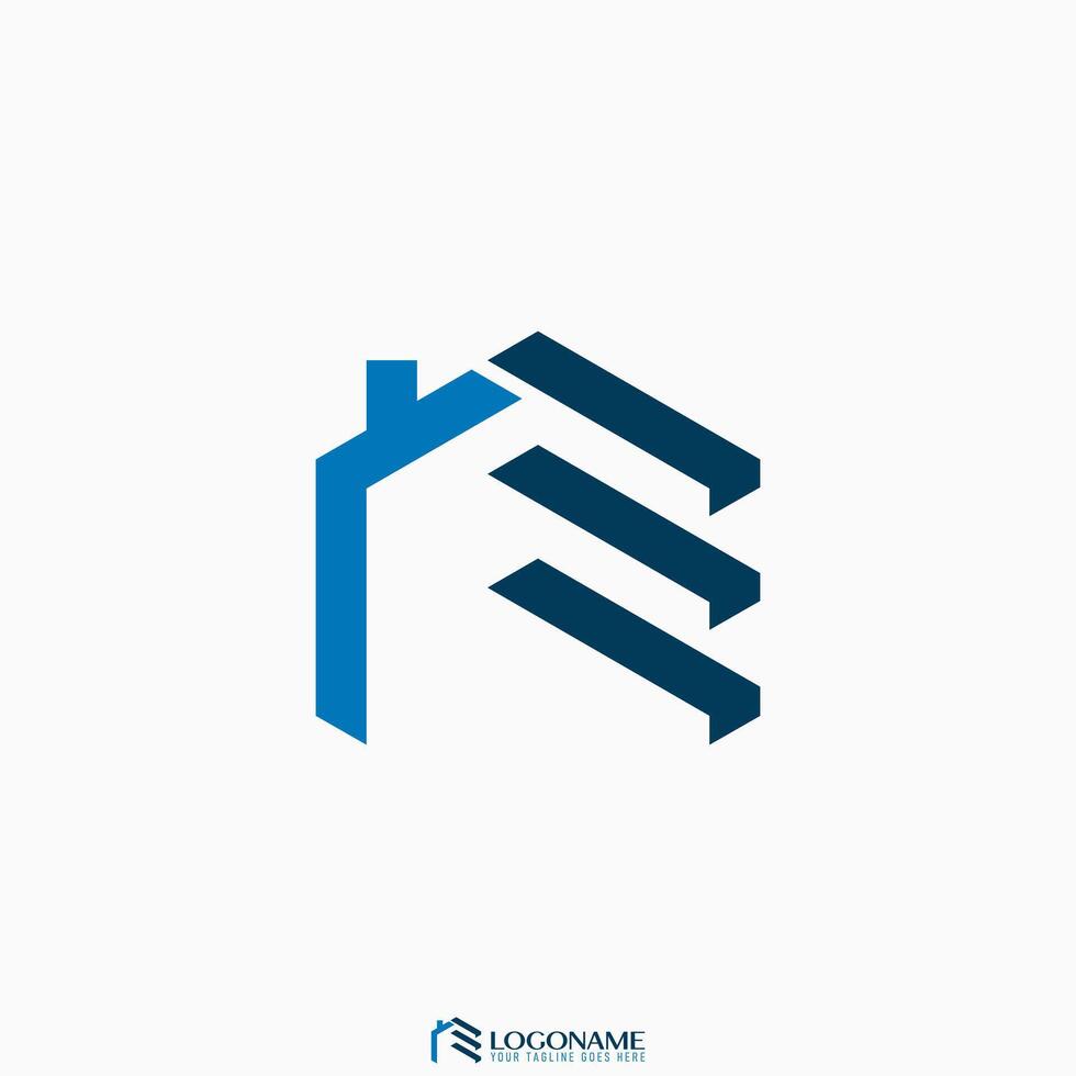 Logo design graphic concept creative abstract premium stock initial E or RE font roof house door building. Related to monogram typography home vector